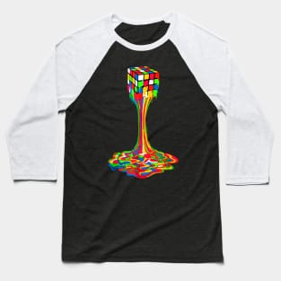 Melting Rubik Rubics Cube Baseball T-Shirt